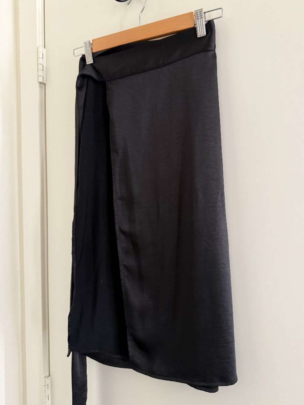 Black, Silk Wrap Skirt